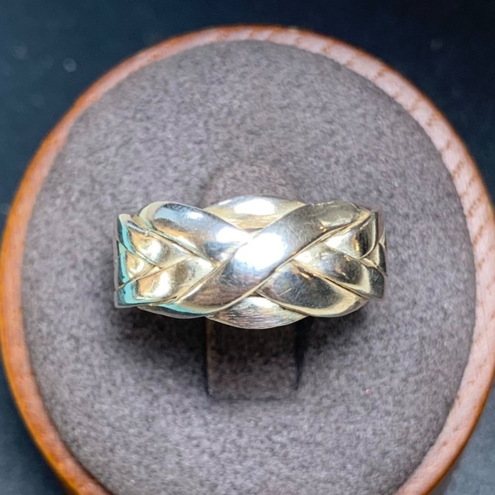 Sterling Silver 925 Puzzle Ring 6 Pieces 9mm Wide Tapered Ring Size 9